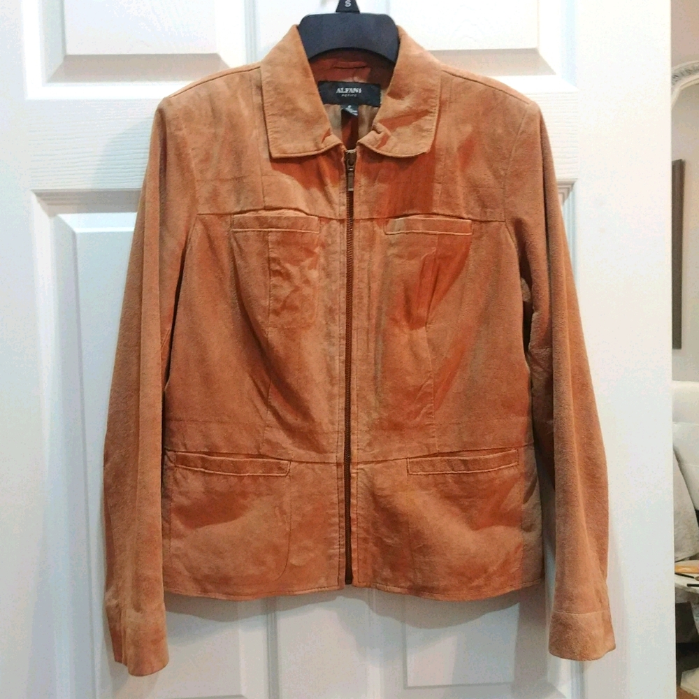 Alfani Genuine Suede jacket in camel Tan color vintage boxy basic Y2K Sz small